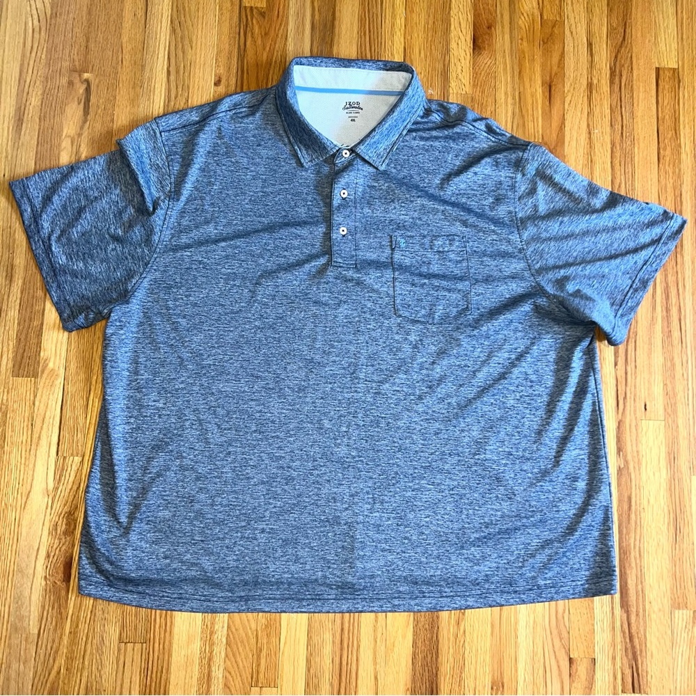 Mens 4XL Polo Shirt IZOD Saltwater Blue Golf Breathable Relaxed Classic Fit soft